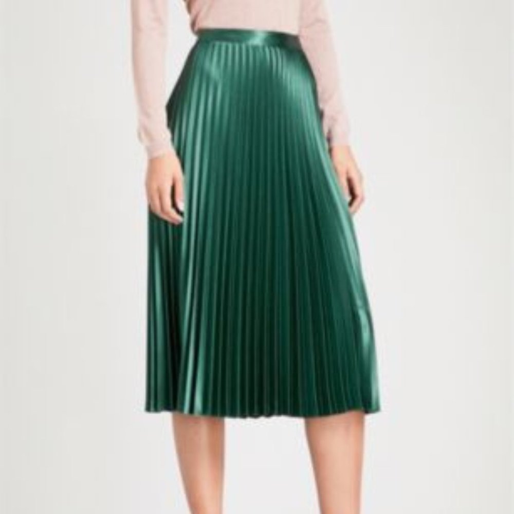 Whistles Satin Pleated Midi Skirt